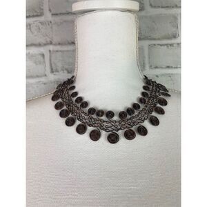 Vintage Copper Coiled Spiral Chain Link Necklace 16" Handmade Egyptian Style